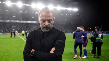 Flick, técnico del Barça, en el partido ante el Celta.
