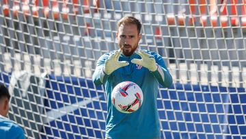 Oblak, en un entrenamiento del Atlético.