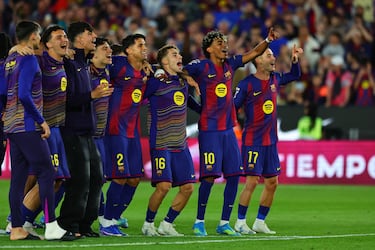 La alegría final del equipo del FC Barcelona. 