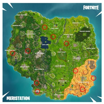 Mapa de los c&iacute;rculos llameantes en Fortnite Battle Royale