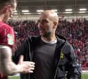 La petición surrealista de un jugador del Bristol a Guardiola que le dejó con esta cara