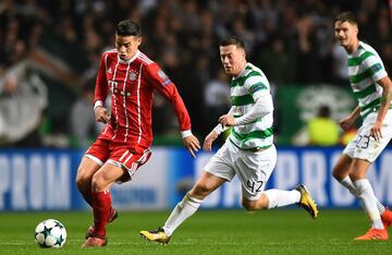 James tuvo una opción clara de gol en la victoria del Bayern Múnich ante el Celtic, por la fecha 4 de la Champions League.