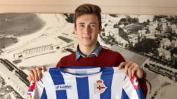 Saul Garc&iacute;a, con la camiseta del Deportivo en 2014.