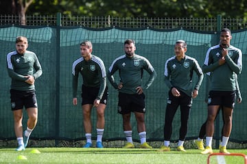 Los jugadores del Celtic, en su último entrenamiento antes de jugar ante el Madrid.