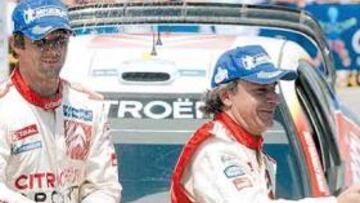 <b>FELICIDAD. </b>Sainz era feliz ayer en su último rally con Loeb a su lado y subido al podio con un Citroën detrás.