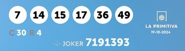 La Primitiva: comprobar los resultados del sorteo de hoy, sábado 19 de octubre