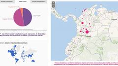 Mapa de casos y muertes generadas por el coronavirus en Colombia, este s&aacute;bado 4 de septiembre. Actualmente, hay 30.435 casos activos en el pa&iacute;s.