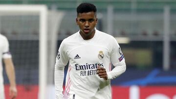 Rodrygo, en el Inter-Real Madrid de la fase de grupos de la Champions.