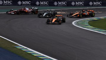Accidente en la resalida del GP de Sao Paulo de F1 2025 en Brasil.