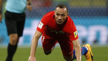 Futbol, Alemania vs Chile.
 El jugador de la seleccion chilena Marcelo Diaz controla el balon durante el partido del grupo B de la Copa Confederaciones contra Alemania disputado en el estadio Arena Kazan de Kazan, Rusia.
 22/06/2017
 Andres Pina/Photospor