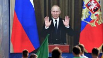 Vladimir Putin durante su intervención en la gala del Mundial.