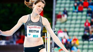 Ruth Beitia, durante su concurso. 