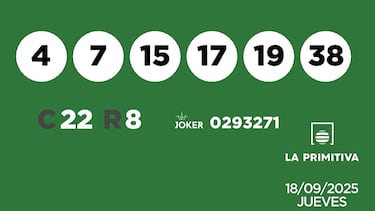 La Primitiva: comprobar los resultados del sorteo de hoy, jueves 18 de septiembre