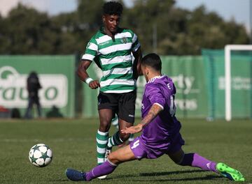 El defensa portugu¨¦s estuvo desde los 10 a?os hasta los 20 en el Sporting de Portugal. En la imagen en un partido contra el Real Madrid de la Youth League de la temporada 2016/17.