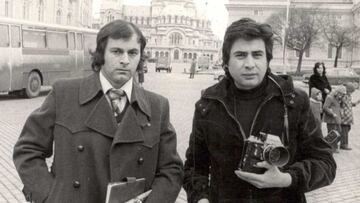 Miguel Vidal y Javier G&aacute;lvez, en Huelva, durante el Colombino de 1972.