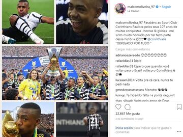 El día del 107 aniversario del Corinthians expresó su agradecimiento al club donde creció, a través de sus redes sociales.