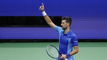 El tenista serbio Novak Djokovic celebra un punto durante su partido ante Daniil Medvedev en la final del US Open.
