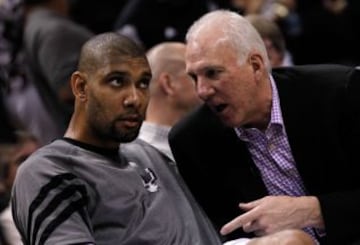 Tim Duncan y Gregg Popovich.