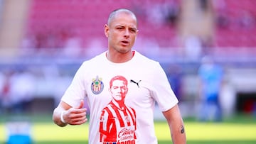 Javier -Chicharito- Hernandez of Guadalajara during the 17th round match between Guadalajara and Atletico San Luis as part of the Liga BBVA MX, Torneo Apertura 2024 at Akron Stadium on November 09, 2024 in Guadalajara, Jalisco, Mexico.