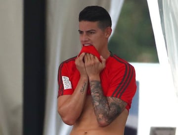 Bayern Munich's James Rodríguez during a training session.