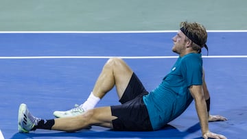 WASHINGTON (United States), 26/07/2025.- Alejandro Davidovich Fokina of Spain celebrates winning his quarter final match against Taylor Fritz of the USA during the Mubadala DC Citi Open at the William H.G. FitzGerald Tennis Center in Washington, DC, USA, 26 July 2025. (Tenis, España) EFE/EPA/SHAWN THEW