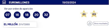 Euromillones: comprobar los resultados del sorteo de hoy, martes 19 de marzo