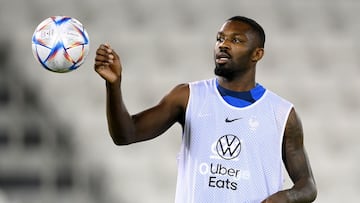 Marcus Thuram, objetivo del Atlético, en un entrenamiento de Francia.