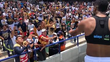 Aficionado de Pumas casi tira a su bebé por el jersey de Diogo