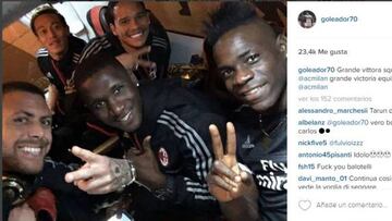 El delantero colombiano compartió una foto junto con Balotelli