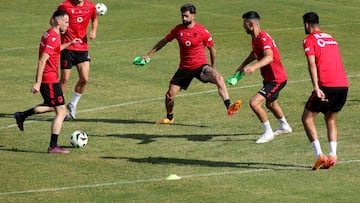 Un entrenamiento de la selección albanesa.