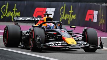 Red Bull Racing's Dutch driver Max Verstappen takes part in the third practice session ahead of the Formula One British Grand Prix at the Silverstone motor racing circuit in Silverstone, central England, on July 5, 2025. (Photo by Andrej ISAKOVIC / AFP)