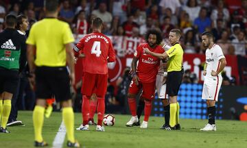 Marcelo se lesion¨® en el minuto 76', el Real Madrid se qued¨® 1o jugadores.