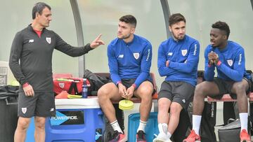 Ferreira, con Núñez, Unai López y Williams en la sesión de hoy en Lezama