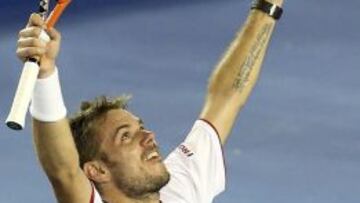 Wawrinka celebra el punto final frente a Nadal en la final del Abierto de Australia.
