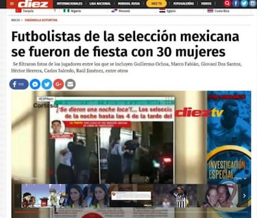 Eight Mexican players caught at party with escorts claim TV Notas