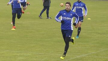 Cani, durante el entrenamiento de ayer.