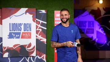 DOHA, QATAR - DECEMBER 02: Kyle Walker of England talks in Lions' Den on December 02, 2022 in Doha, Qatar. (Photo by Eddie Keogh - The FA/The FA via Getty Images)