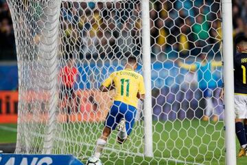 Philippe Coutinho on target for Brazil last night against Ecuador.