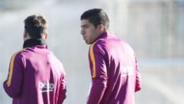 Luis Suárez, en el entrenamiento de este viernes.