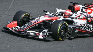Haas F1 Team's French driver Esteban Ocon drives during the third practice session ahead of the Formula One Japanese Grand Prix at the Suzuka circuit in Suzuka, Mie prefecture on March 28, 2026. (Photo by ANDREW CABALLERO-REYNOLDS / AFP)