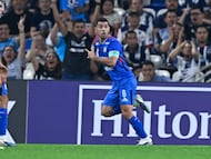 Erik Lira celebrates his goal 0-1 of Cruz Azul during the round of 16 first leg match between CF Monterrey and Cruz Azul as part of the CONCACAF Champions Cup 2026, at BBVA Bancomer Stadium, on March 10, 2026 in Monterrey, Nuevo Leon, Mexico.