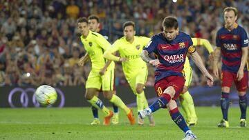 Penalti lanzado por Messi ante el Levante la pasada temporada.