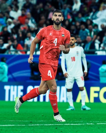 Yaser Hamed, durante un partido de la selección palestina en la Copa de Asia 2023.