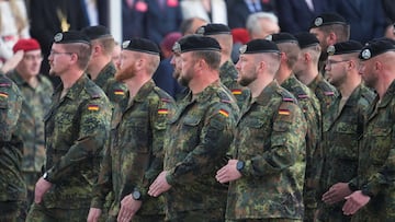 German military members participate in the inauguration of the German 45th Armored Brigade "Lietuva" in Vilnius, Lithuania May 22, 2025. REUTERS/Ints Kalnins