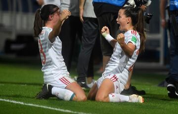 The young Spaniards celebrate after their World Cup semi-final win over France.