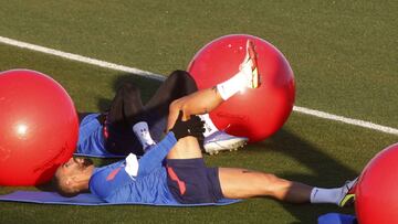 Cunha, en un entrenamiento del Atlético.
