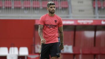 Banega, en un entrenamiento. 