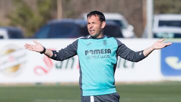 Calleja, en un entrenamiento con el Villarreal.