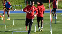 Leo Baptistao durante el entrenamiento de hoy de la UD Almería