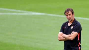 Lopetegui, en un entrenamiento en Colonia.